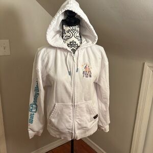 Walt Disney World Zip Hoodie Women’s Size M Cinderella Castle Epcot Embroidered